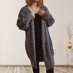 Damen Grobstrickjacke mit voluminösen Ärmeln und strukturiertem Design R&B