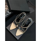 Damen elegante Absatzsandalen mit modischem Riemendesign und funkelnden Strassakzenten R&B