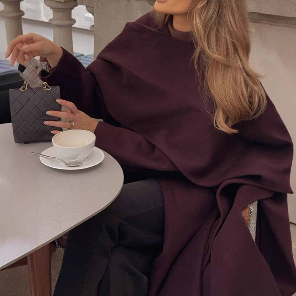 Damen elegante und vielseitige Poncho-Jacke R&B