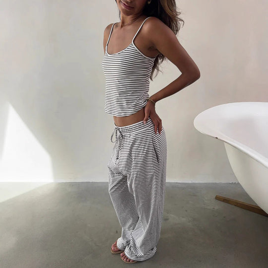 Damen lässiges Sport-Set aus hochwertigem Jersey mit durchgehendem Gummizug R&B