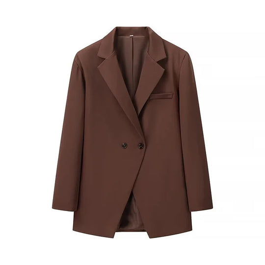 Damen eleganter Oversized-Blazer mit doppelter Knopfleiste und praktischen Taschen R&B