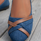 Damen elegante Ballerinas mit gekreuzten Riemen R&B