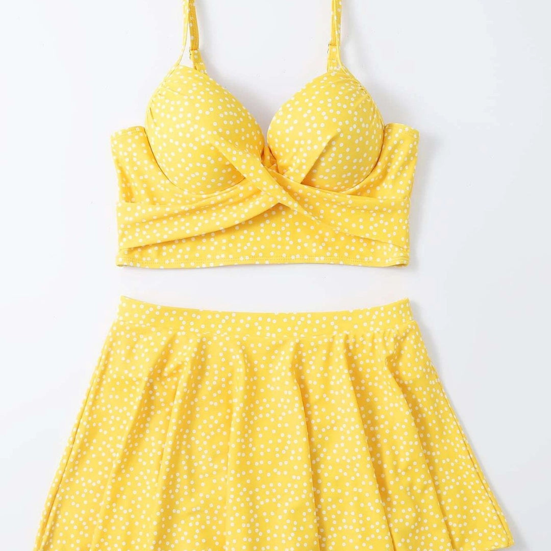 Damen Tankini-Set mit verspieltem Rock und gepolstertem Oberteil R&B