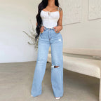 Damen Weit geschnittene Jeans mit Destroyed-Details R&B