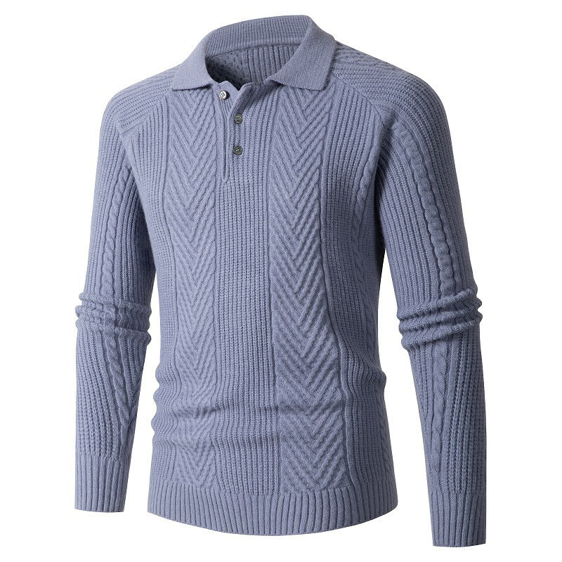 Herren Strickpullover mit klassischem Rautenmuster und Knopfleiste R&B