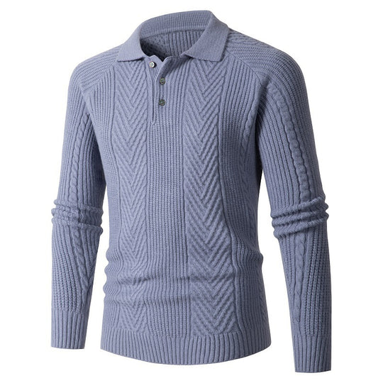 Herren Strickpullover mit klassischem Rautenmuster und Knopfleiste R&B