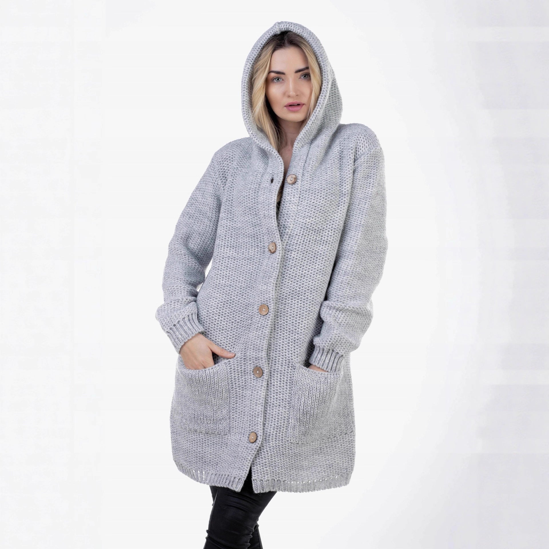 Damen Strickmantel mit hochwertigem Material und praktischen Taschen R&B