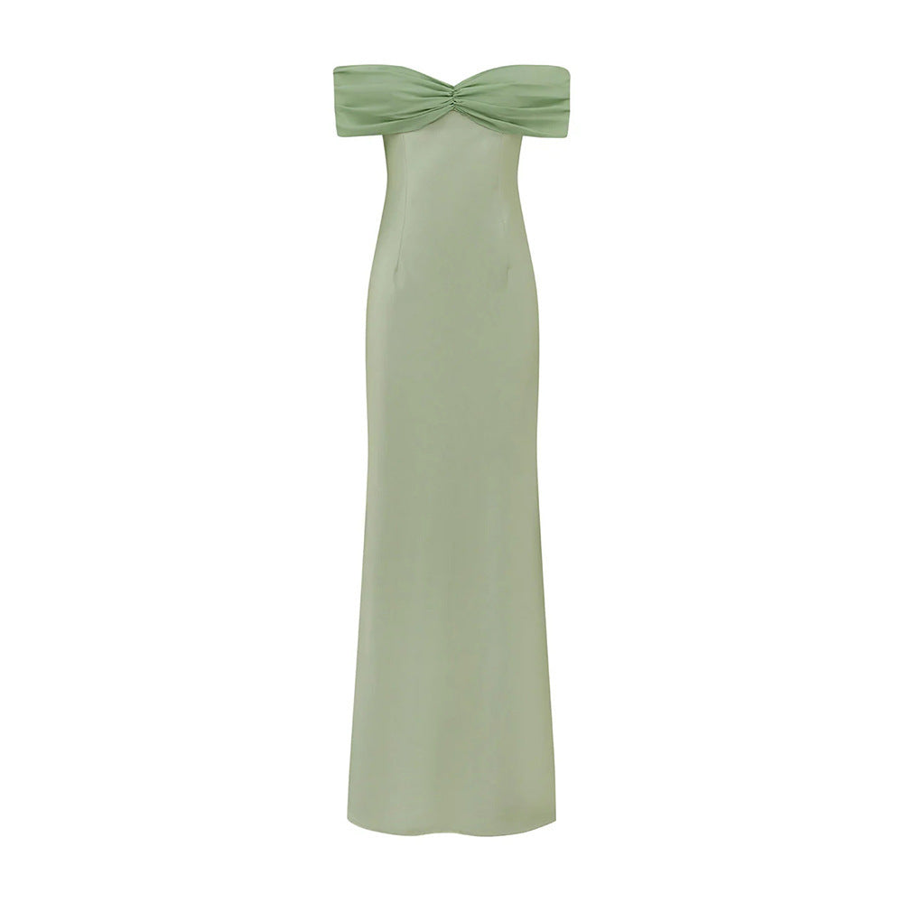 Damen elegantes Maxikleid mit schulterfreiem Design R&B