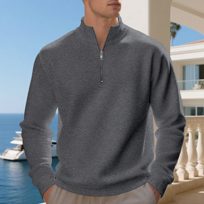 Herren sportlicher Pullover mit halbem Reißverschluss und atmungsaktiver Struktur R&B