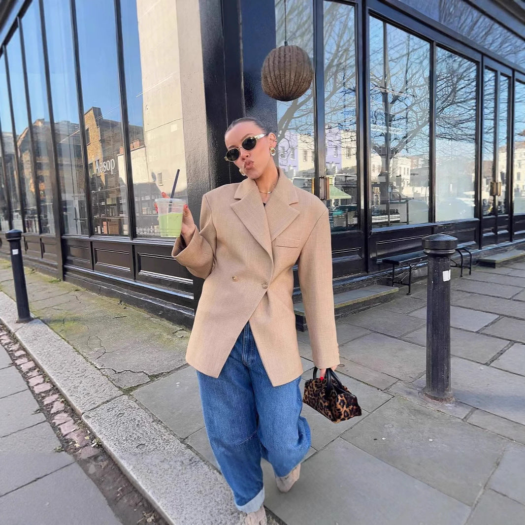 Damen Eleganter Zweireiher Blazer im modernen Schnitt R&B
