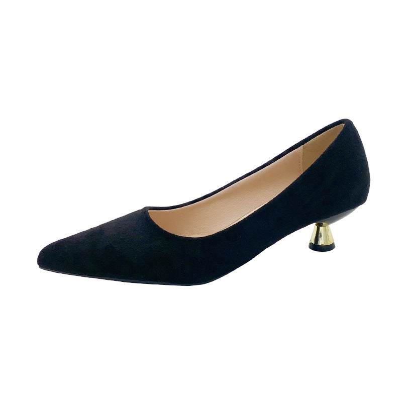 Damen elegante Ballerinas mit modischem Leopardenmuster und Absatz R&B