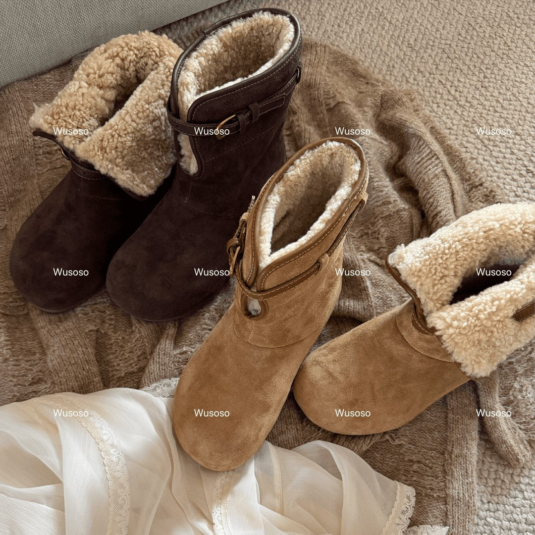 Damen Fluffy Winterboots aus hochwertigem Veloursleder mit kuscheligem Innenfutter R&B