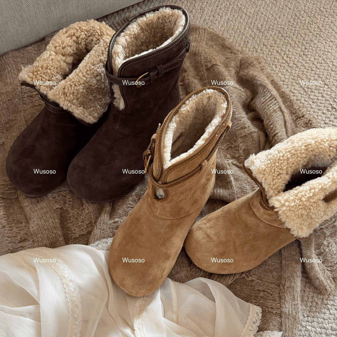 Damen Fluffy Winterboots aus hochwertigem Veloursleder mit kuscheligem Innenfutter R&B