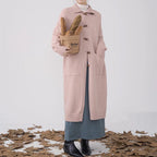 Damen langer Strickmantel mit Knöpfen und praktischen Taschen