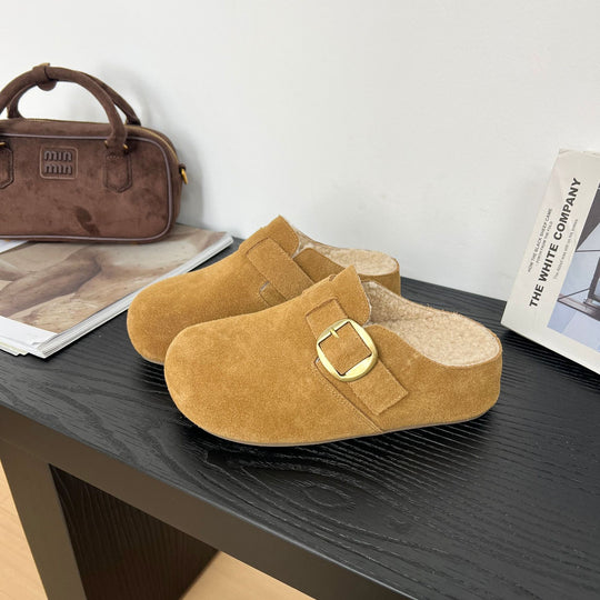 Damen Gepolsterte Wildleder-Clogs mit praktischer Schnallenverzierung R&B