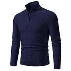 Herren Strickpullover mit modernem Stehkragen und strukturierter Fläche