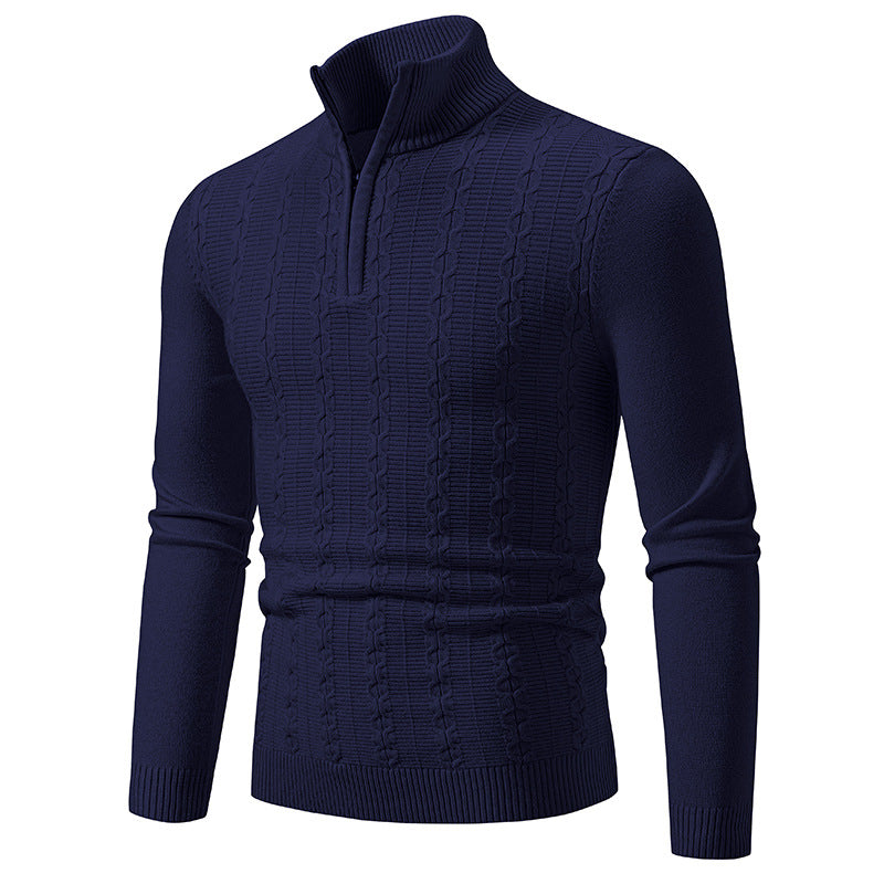 Herren Strickpullover mit modernem Stehkragen und strukturierter Fläche