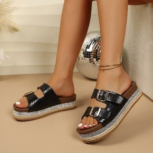 Damen Trendige Riemensandalen mit funkelndem Design R&B
