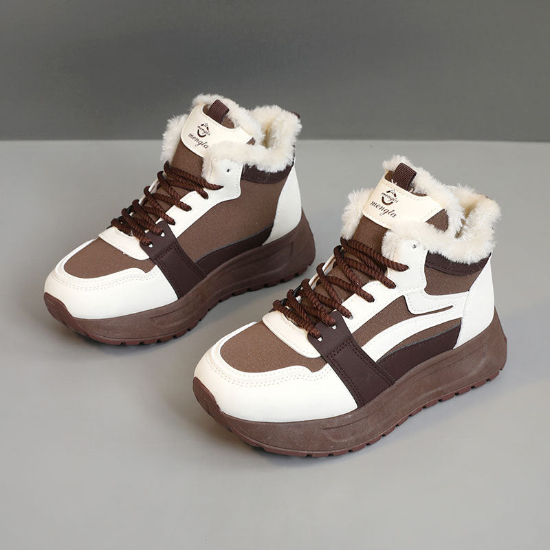 Damen modische High-Top Sneakers mit warmem Innenfutter und rutschfester Sohle R&B