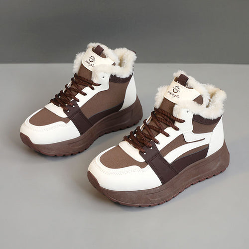 Damen modische High-Top Sneakers mit warmem Innenfutter und rutschfester Sohle R&B