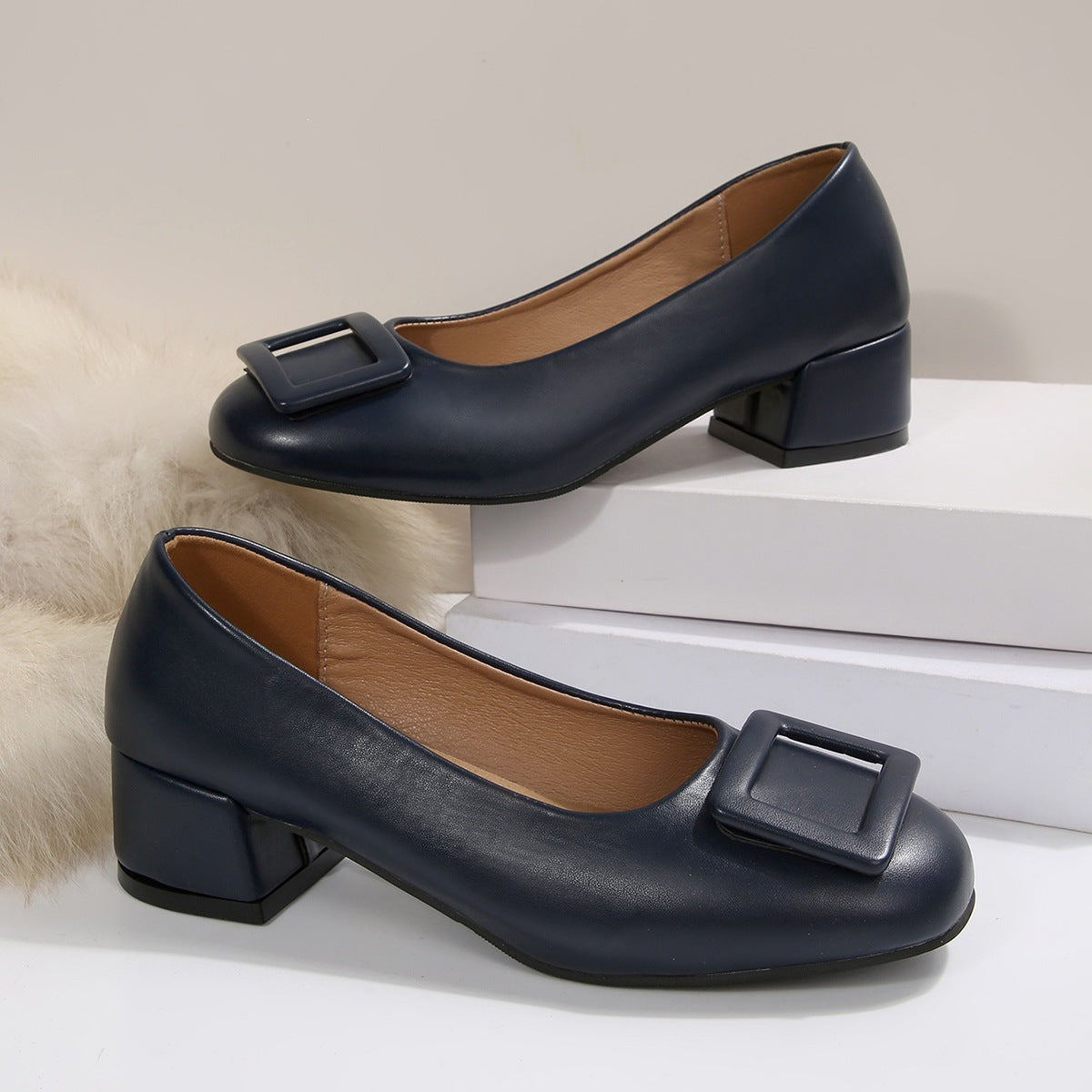 Damen elegante Ballerinas mit modischem Schnallen-Detail R&B