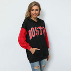 Damen Hoodie-Kleid mit farblich abgesetzten Ärmeln und lässigem Schnitt R&B