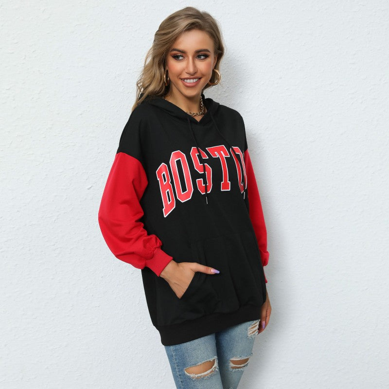 Damen Hoodie-Kleid mit farblich abgesetzten Ärmeln und lässigem Schnitt R&B