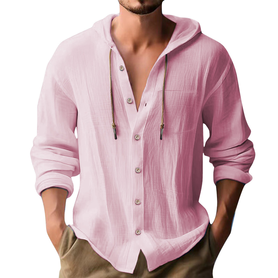 Herren lässiges Kapuzenshirt mit Knopfleiste und praktischen Taschen R&B