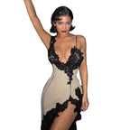 Damen verführerisches Abendkleid mit aufwendigen Spitzenakzenten