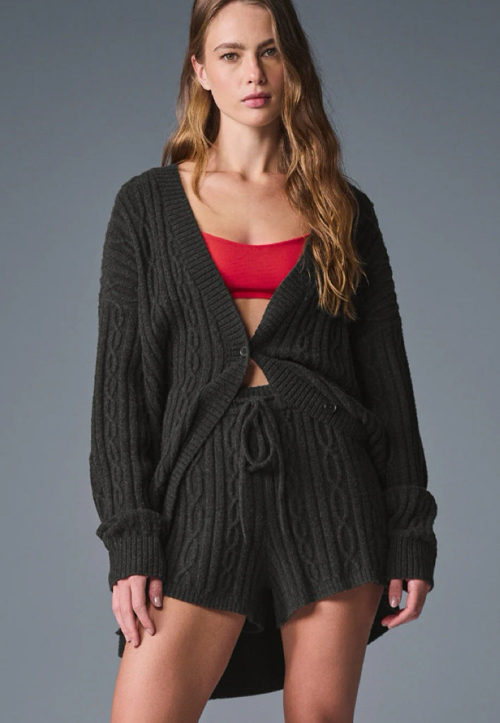 Damen Grobstrick Cardigan mit lässigem Schnitt und weichen Ärmeln R&B