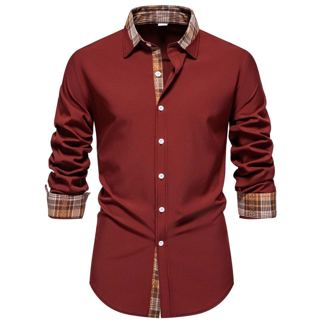 Herren Langarmhemd mit modernem Karo-Detail und bequemem Schnitt R&B