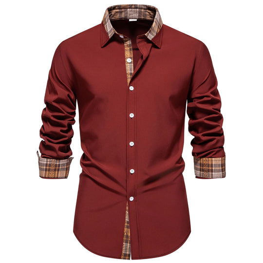 Herren Langarmhemd mit modernem Karo-Detail und bequemem Schnitt R&B