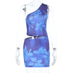 Damen asymmetrisches Oberteil mit floralem Muster R&B