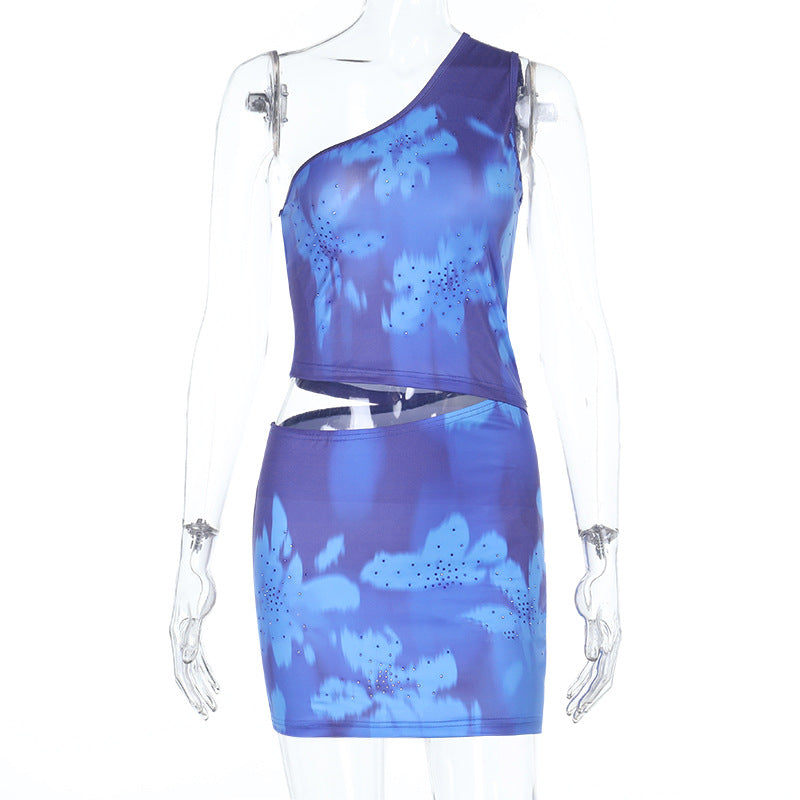 Damen asymmetrisches Oberteil mit floralem Muster R&B