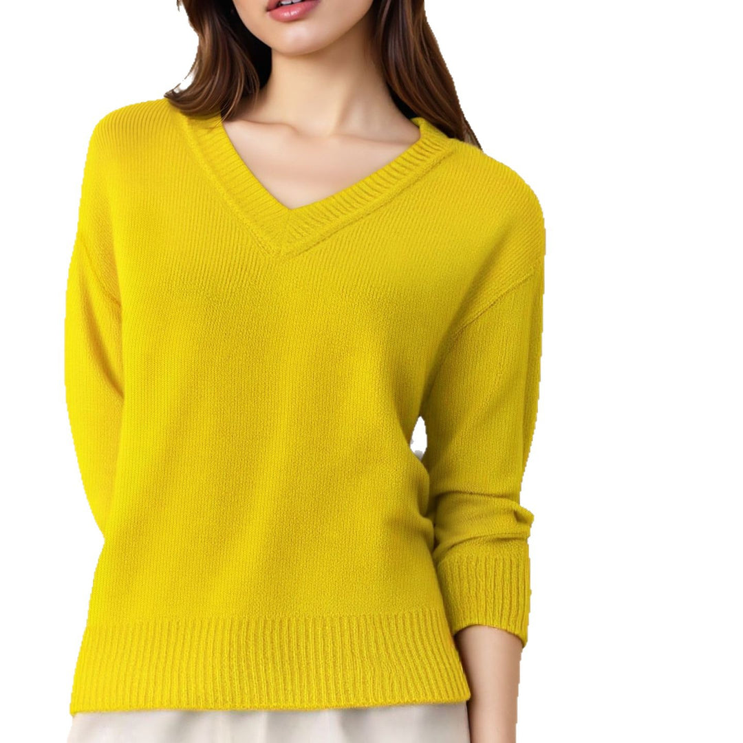 Damen Pullover mit V-Ausschnitt und strukturierter Optik R&B