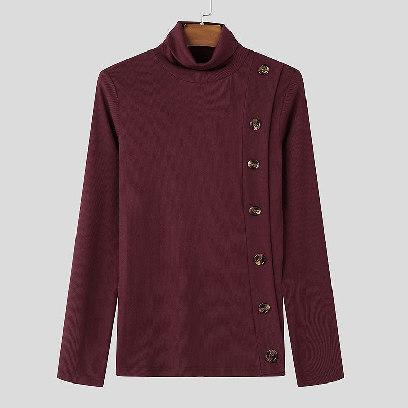 Damen Langarm Rollkragenpullover mit Knopfdetails R&B