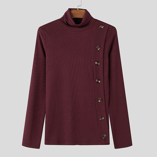 Damen Langarm Rollkragenpullover mit Knopfdetails R&B