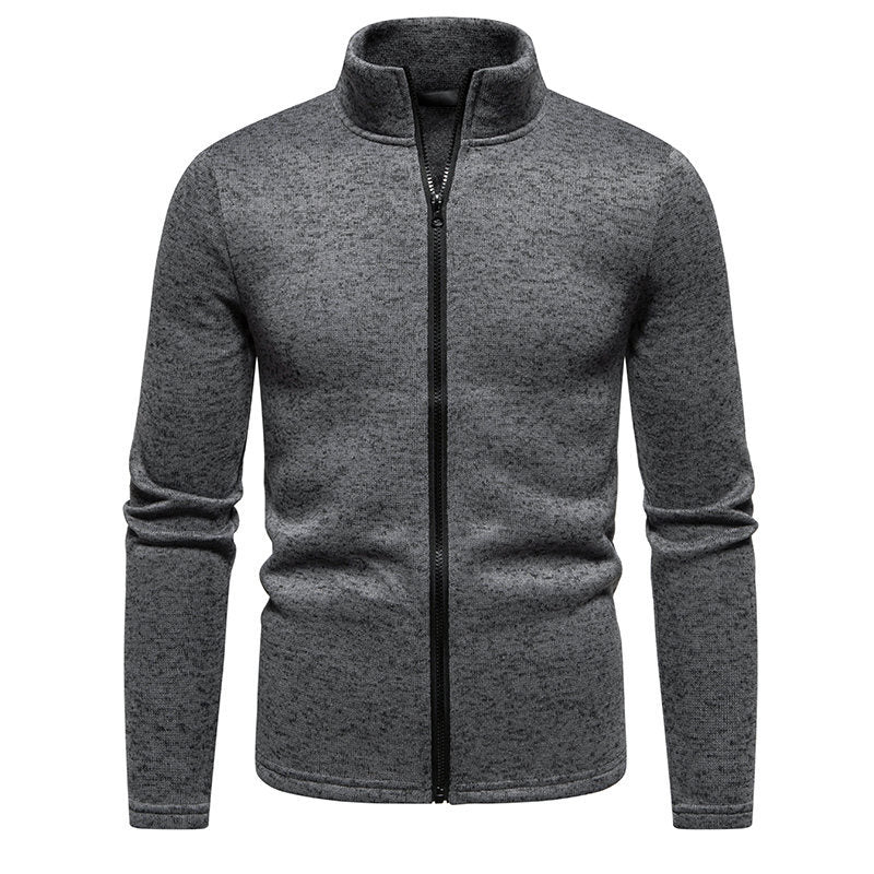 Herren Fleecejacke mit hohem Kragen und praktischem Reißverschluss