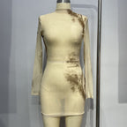 Damen Stilvolles Mini-Kleid mit transparenten Einsätzen R&B