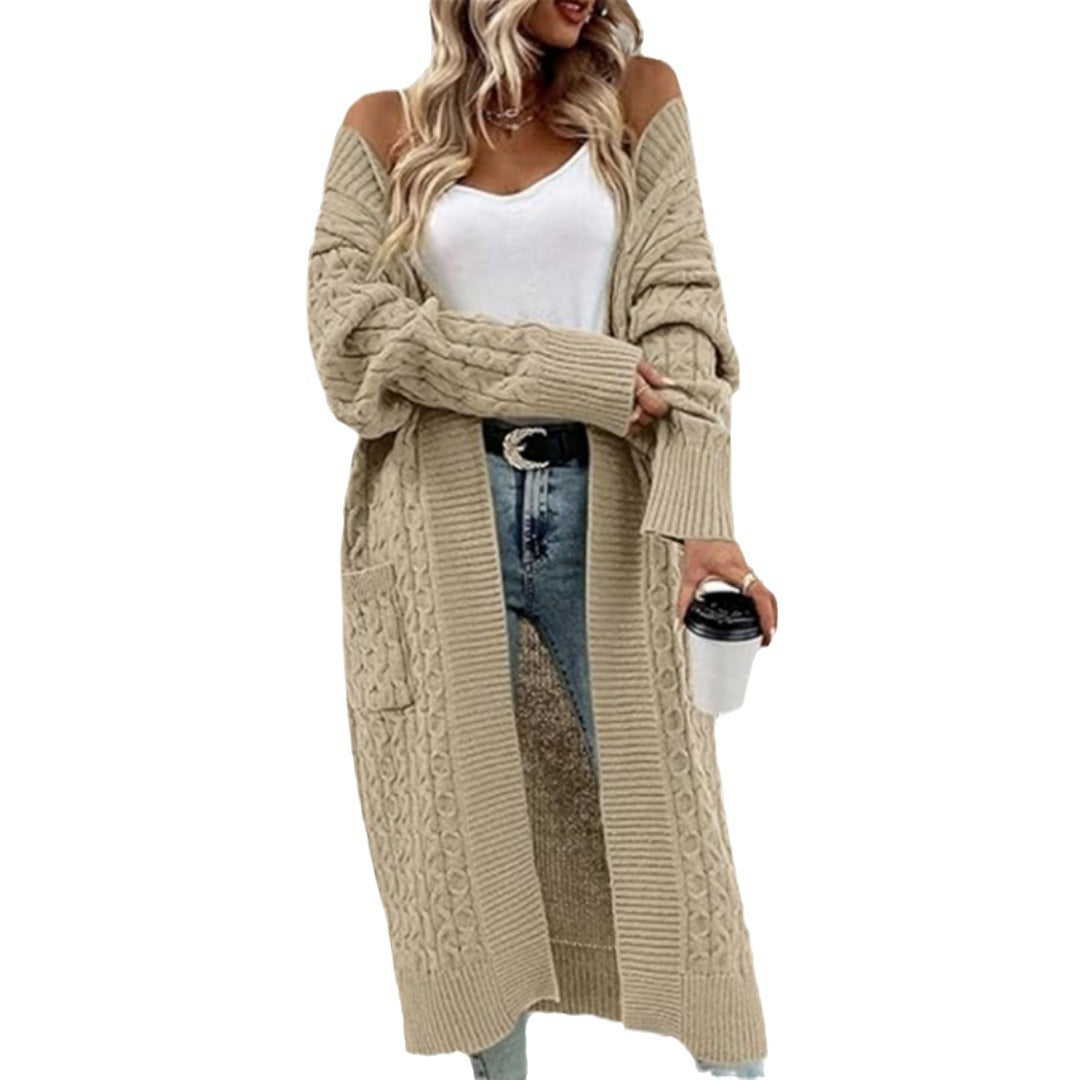 Damen Strickjacke mit grobem Zopfdesign und praktischen Taschen R&B