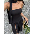 Damen Elegantes Maxikleid mit asymmetrischem Saum und schickem Trägerdesign R&B