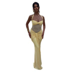 Damen figurbetontes Abendkleid mit innovativem Rüschendesign und fließendem Schnitt R&B
