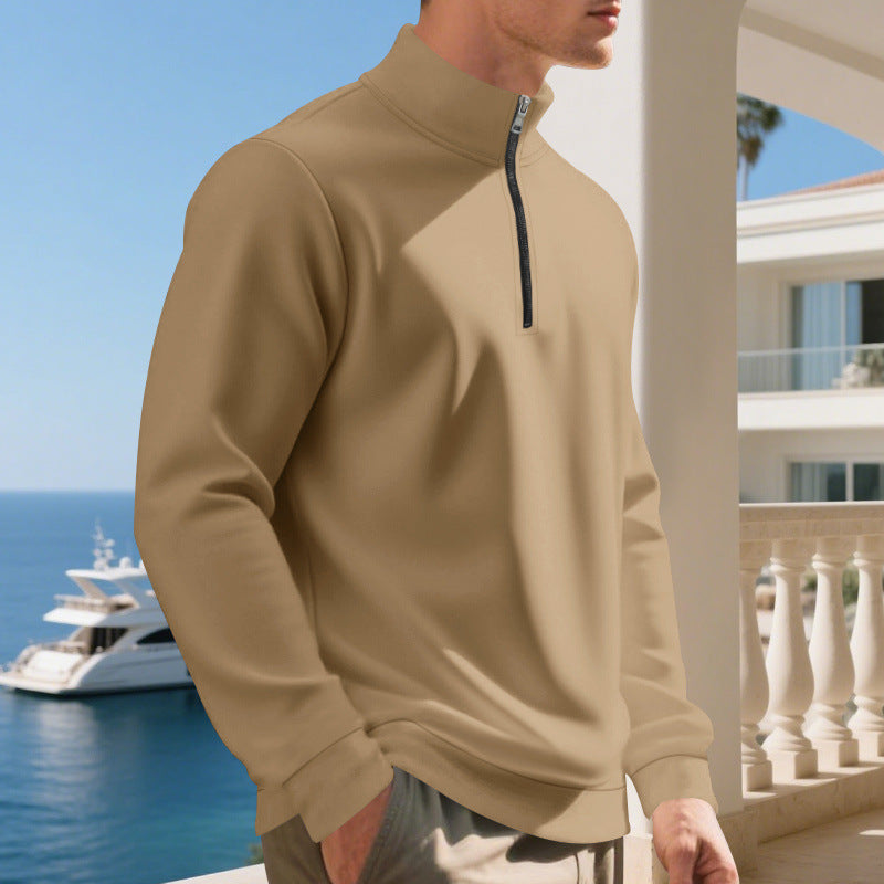 Herren sportlicher Pullover mit halbem Reißverschluss und atmungsaktiver Struktur R&B