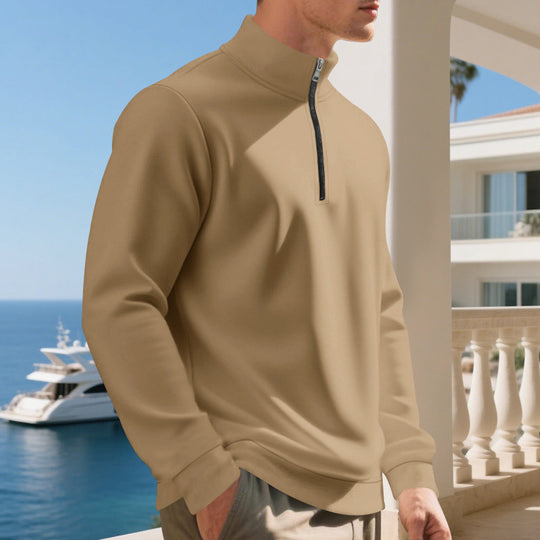 Herren sportlicher Pullover mit halbem Reißverschluss und atmungsaktiver Struktur R&B