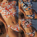 Damen Crop-Top Bikini mit floralem Design R&B
