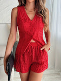Damen Zweiteiliges Set mit strukturiertem Oberteil und elastischen Shorts R&B