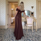 Damen Offshoulder Maxikleid mit voluminösem Rüschensaum R&B