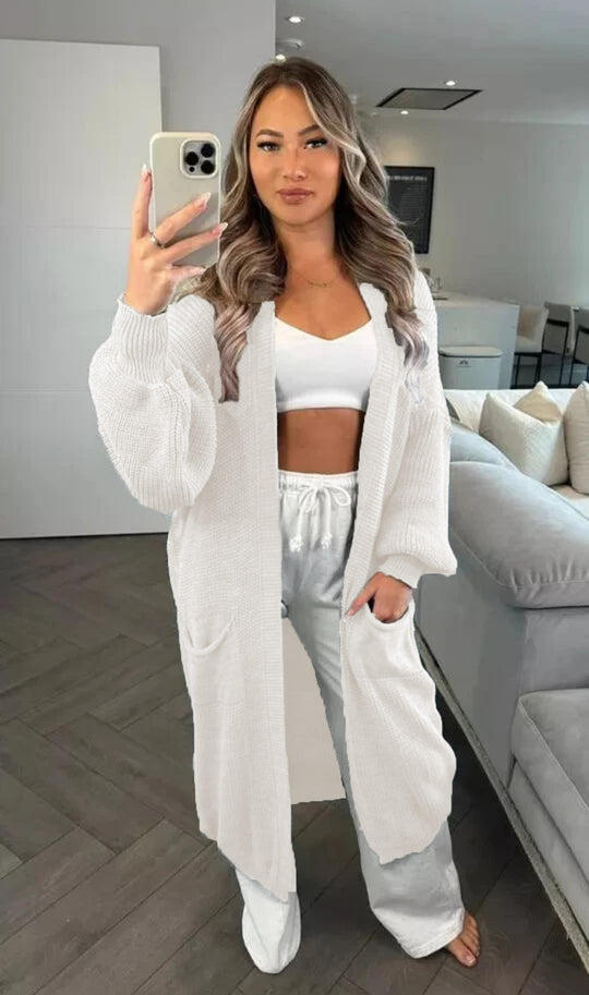 Damen Großer Strickcardigan mit offenem Schnitt und praktischen Taschen R&B