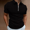 Herren Kurzarm Polo-Hemd mit Reißverschluss und strukturiertem Design R&B