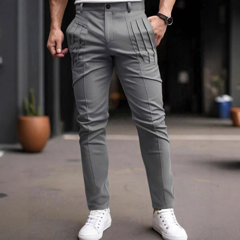 Herren Stoffhose Slim Fit mit Bundfalten